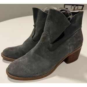 Carlos by Carlos Santana Leighton‎ Grey Suede Western Ankle Boots Womens 8M